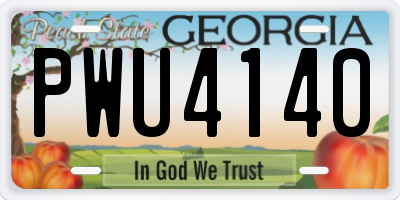 GA license plate PWU4140