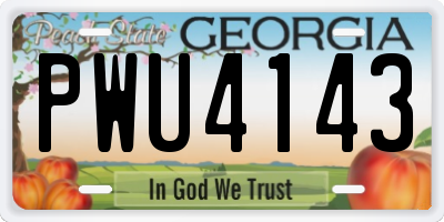 GA license plate PWU4143