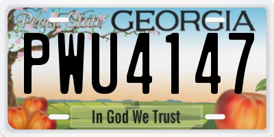 GA license plate PWU4147