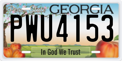 GA license plate PWU4153