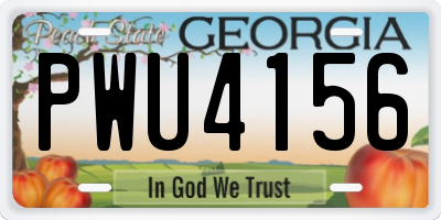 GA license plate PWU4156