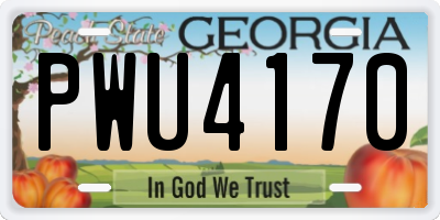 GA license plate PWU4170