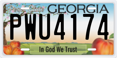 GA license plate PWU4174