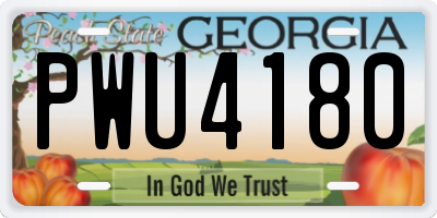 GA license plate PWU4180