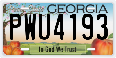 GA license plate PWU4193
