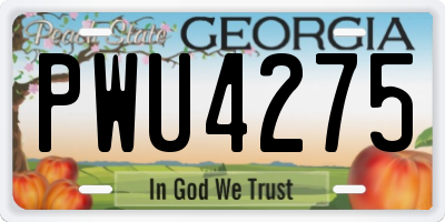 GA license plate PWU4275
