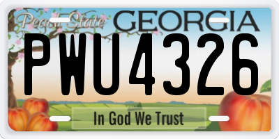 GA license plate PWU4326
