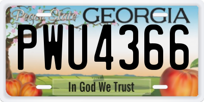 GA license plate PWU4366