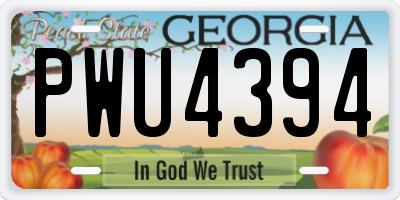 GA license plate PWU4394