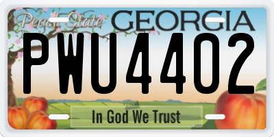 GA license plate PWU4402