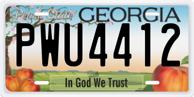 GA license plate PWU4412