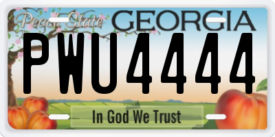 GA license plate PWU4444