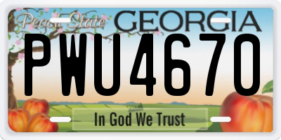 GA license plate PWU4670