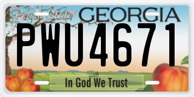 GA license plate PWU4671
