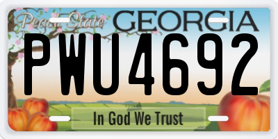 GA license plate PWU4692