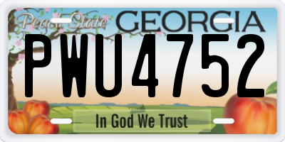 GA license plate PWU4752