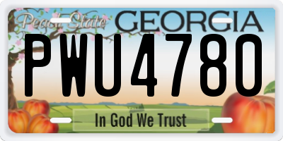 GA license plate PWU4780