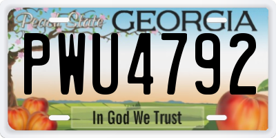 GA license plate PWU4792