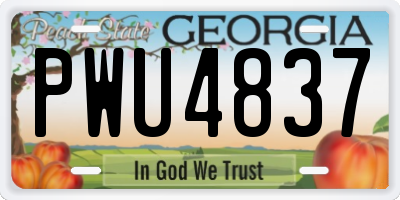 GA license plate PWU4837