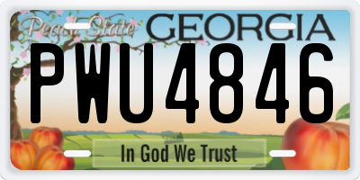 GA license plate PWU4846