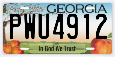 GA license plate PWU4912