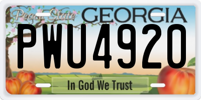 GA license plate PWU4920