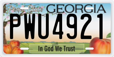 GA license plate PWU4921