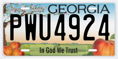 GA license plate PWU4924