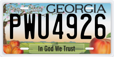 GA license plate PWU4926