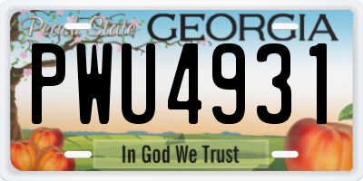 GA license plate PWU4931