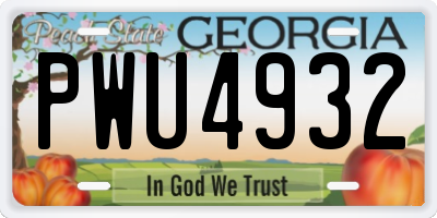 GA license plate PWU4932