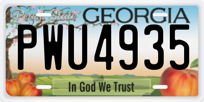 GA license plate PWU4935