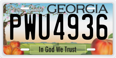 GA license plate PWU4936