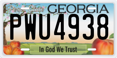 GA license plate PWU4938