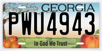 GA license plate PWU4943