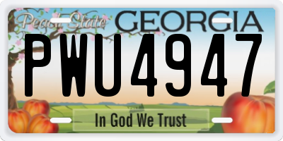 GA license plate PWU4947