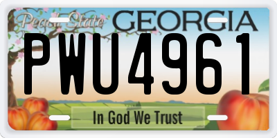 GA license plate PWU4961