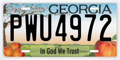 GA license plate PWU4972
