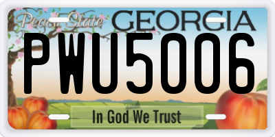GA license plate PWU5006