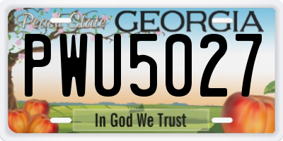 GA license plate PWU5027