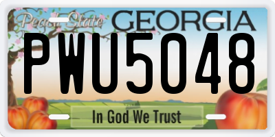 GA license plate PWU5048