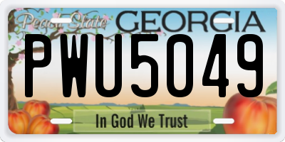 GA license plate PWU5049