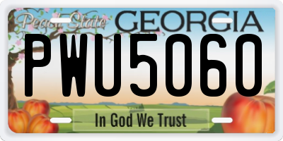 GA license plate PWU5060
