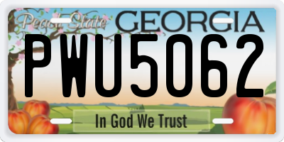 GA license plate PWU5062
