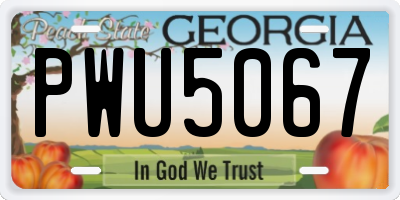 GA license plate PWU5067