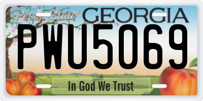 GA license plate PWU5069