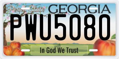GA license plate PWU5080
