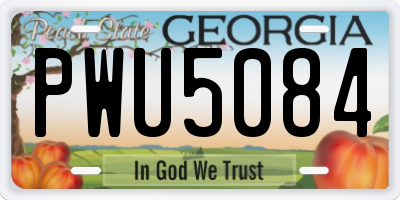 GA license plate PWU5084