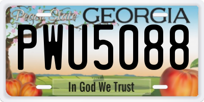 GA license plate PWU5088