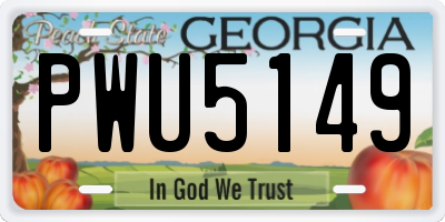 GA license plate PWU5149